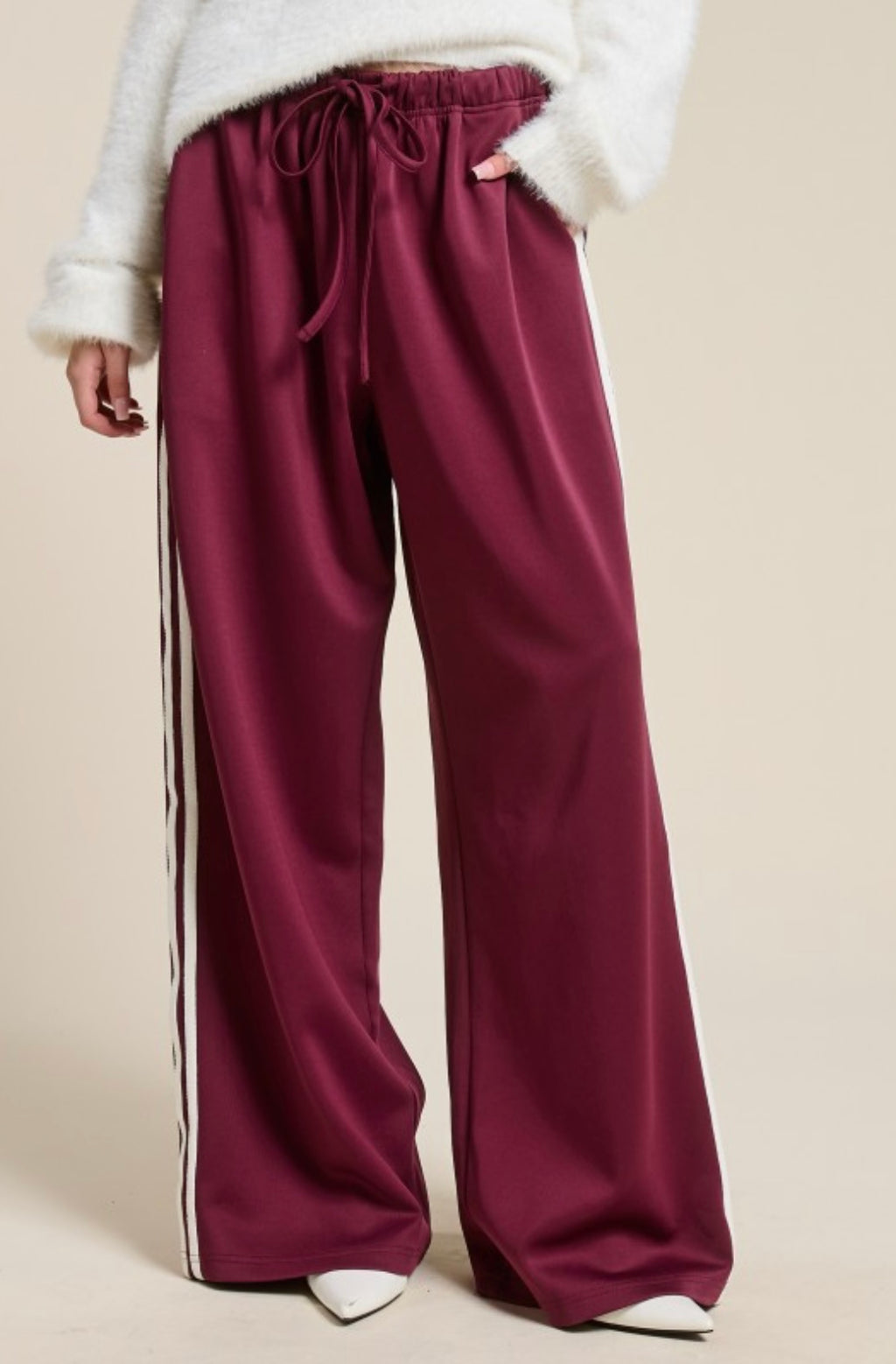 Wide Leg Track Pant With Side Stripes