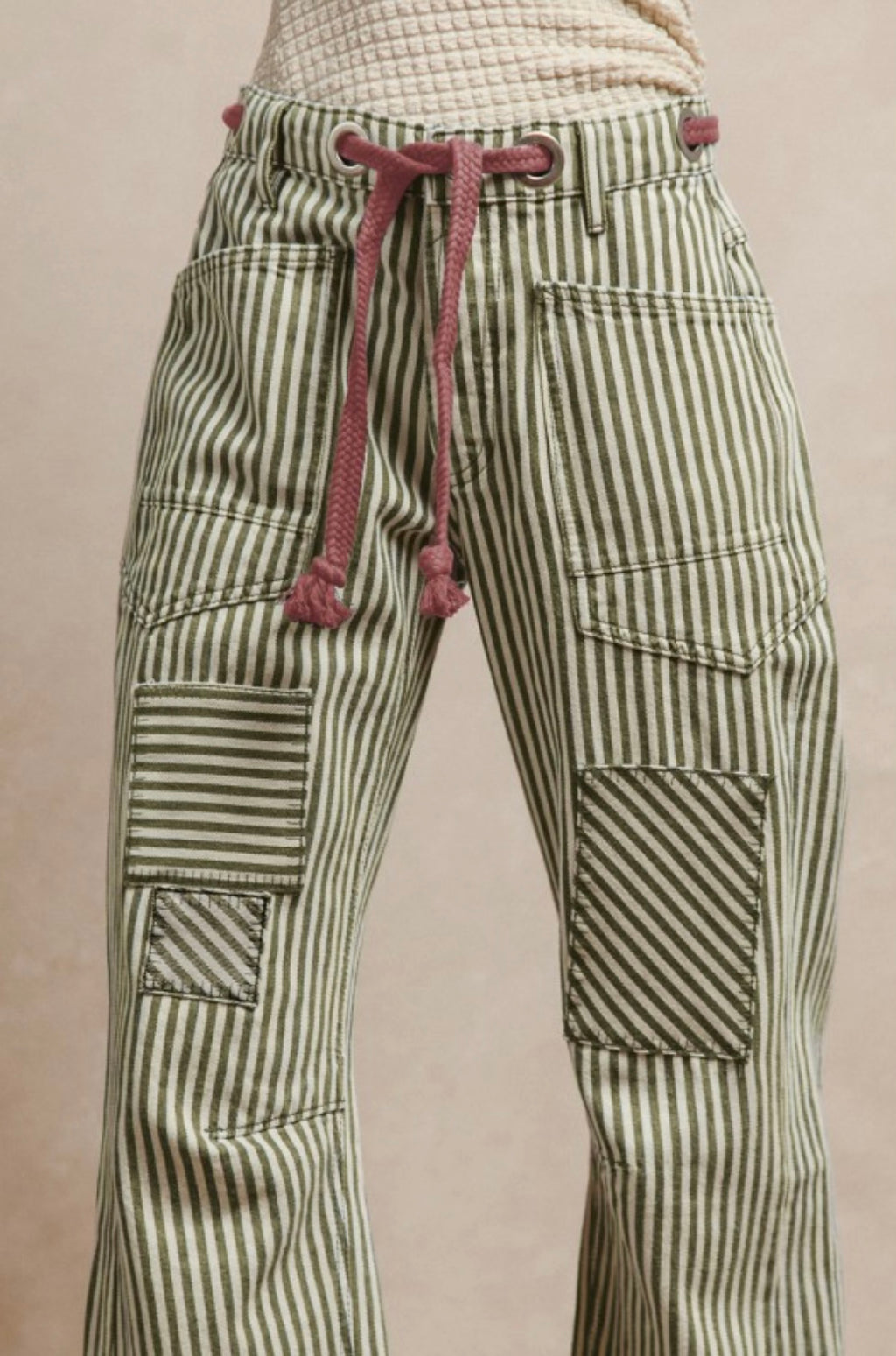 BiBi Striped Twill Barrel Pants