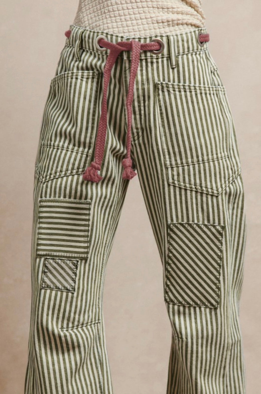 BiBi Striped Twill Barrel Pants