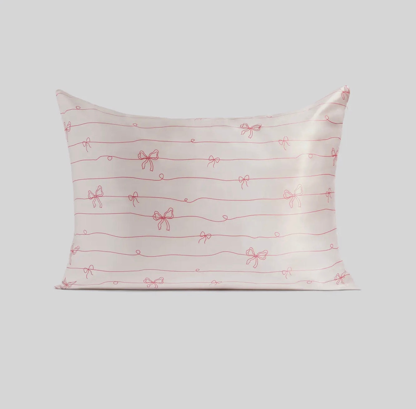 Kitsch Holiday Satin Pillowcase in Striped Bows