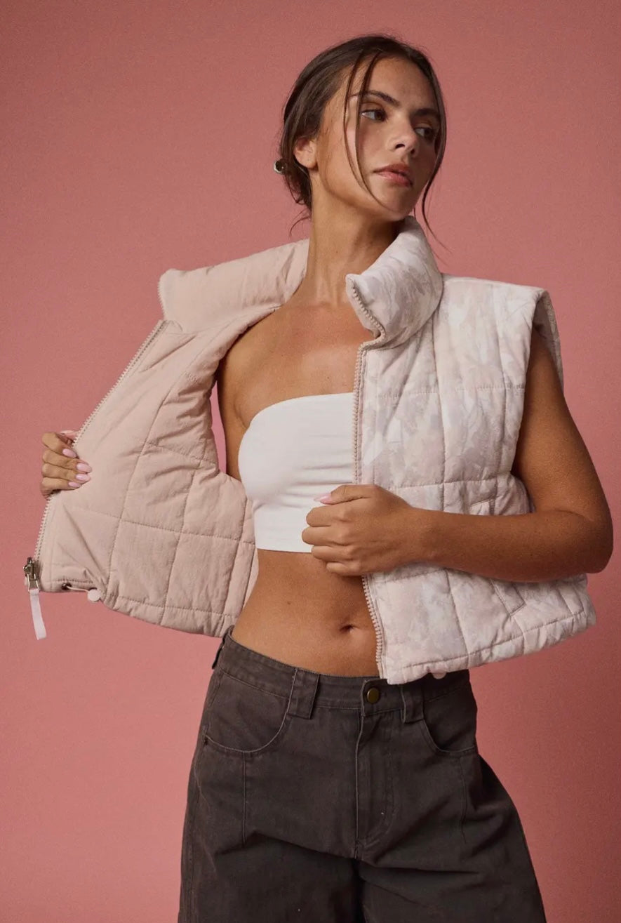 Camo Cropped Puffer Vest