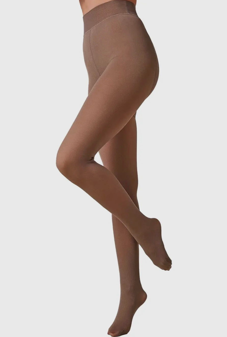 Fake Sheer Fleece Lined Pantyhose Tights - OSFM