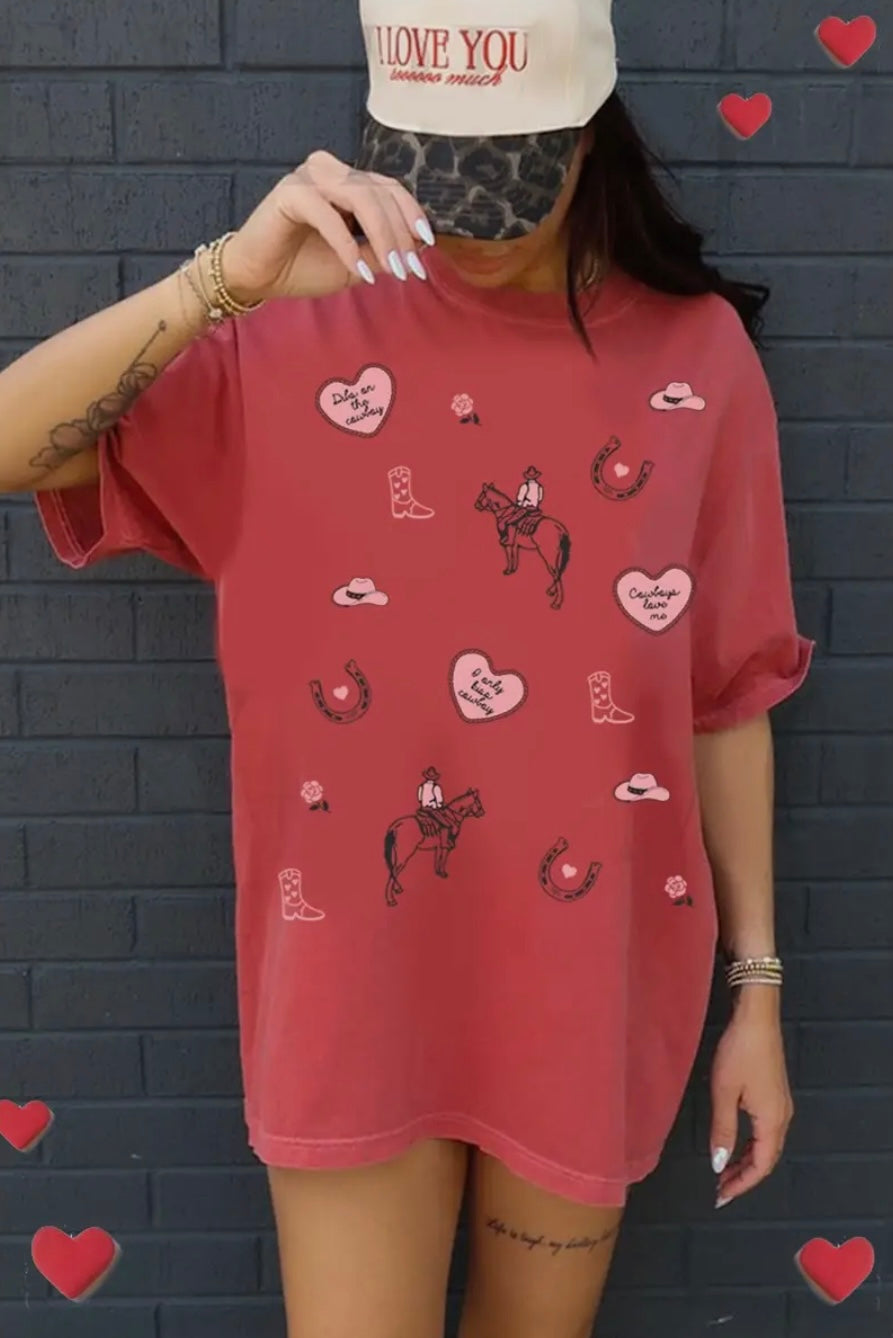 Cowboy Love Oversized Mineral Graphic Tee
