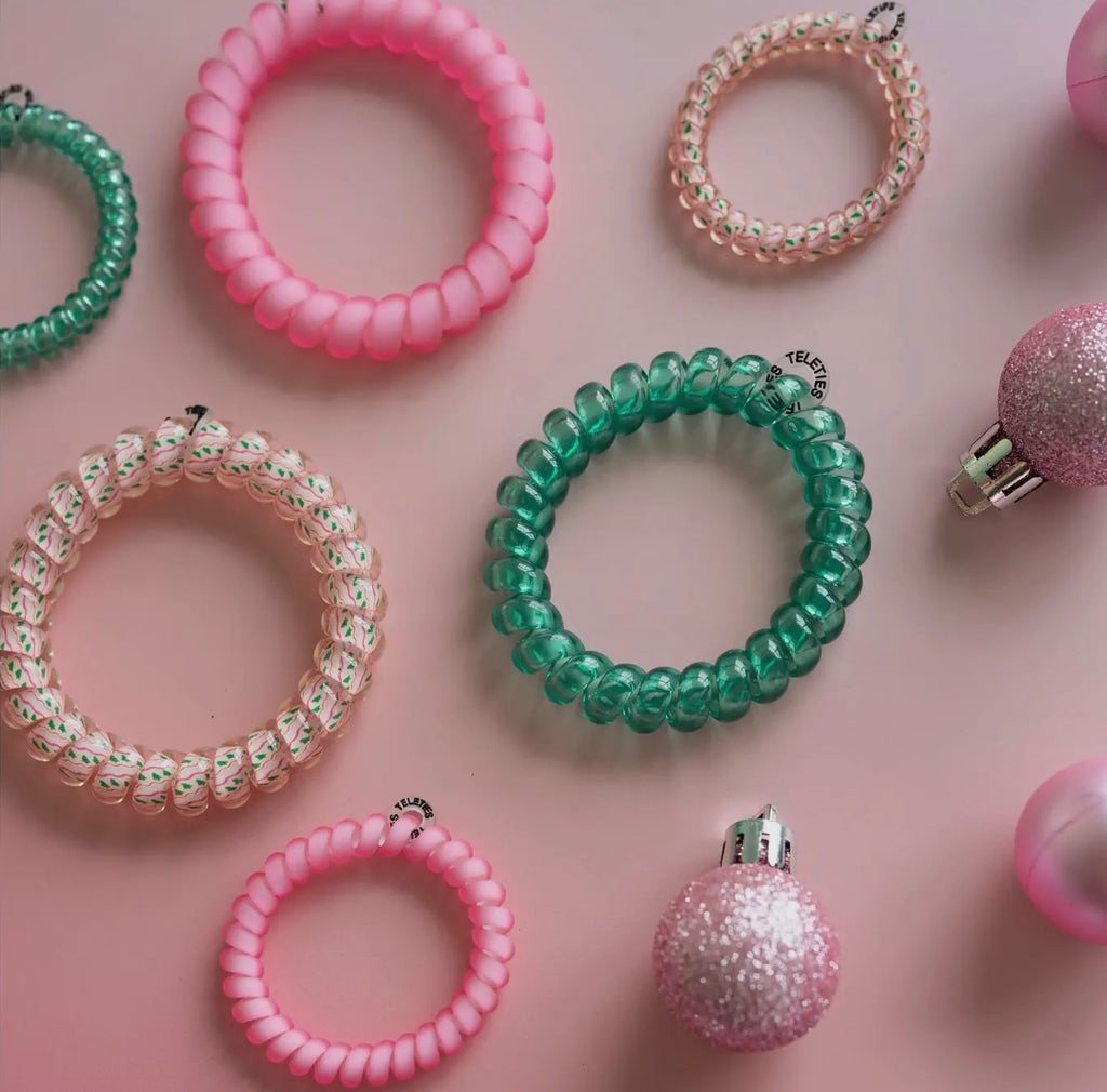 Small Teleties Merry Pinkmas Hair Ties