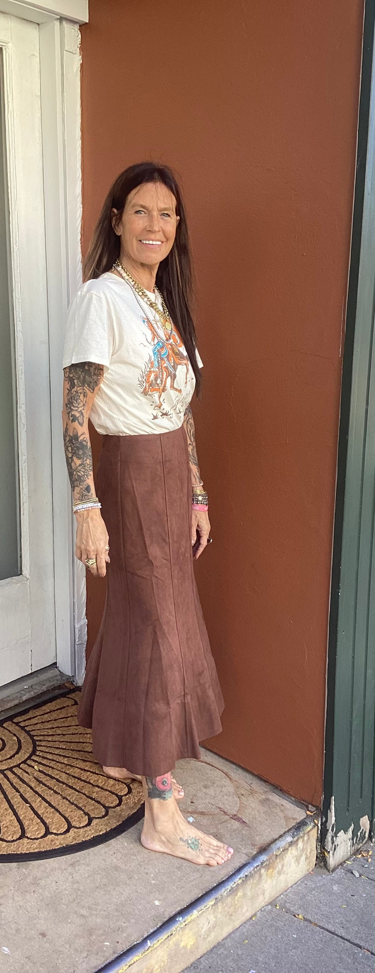 THML Long Suede Skirt