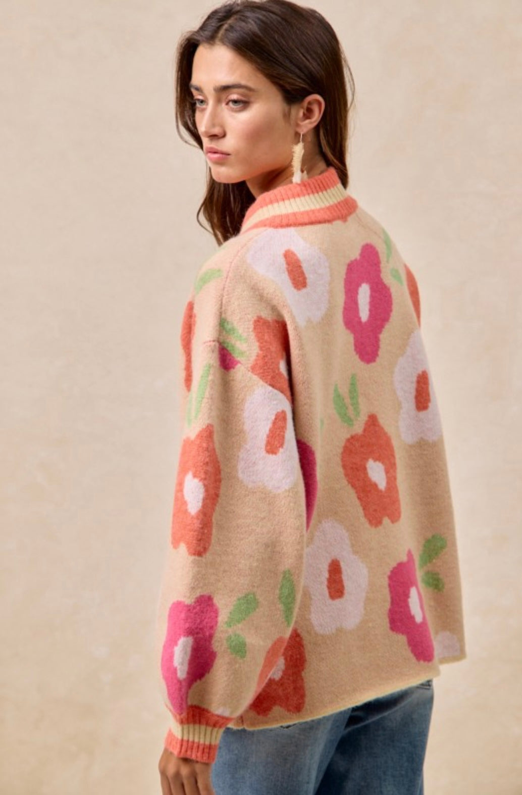 Flower Printed V Neck Banded Top