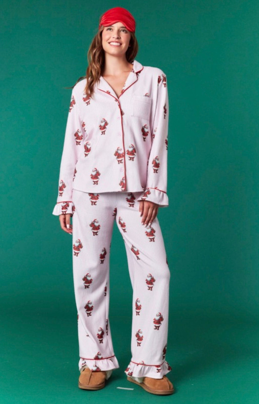 Santa Claus Striped Brushed Knit Pajamas