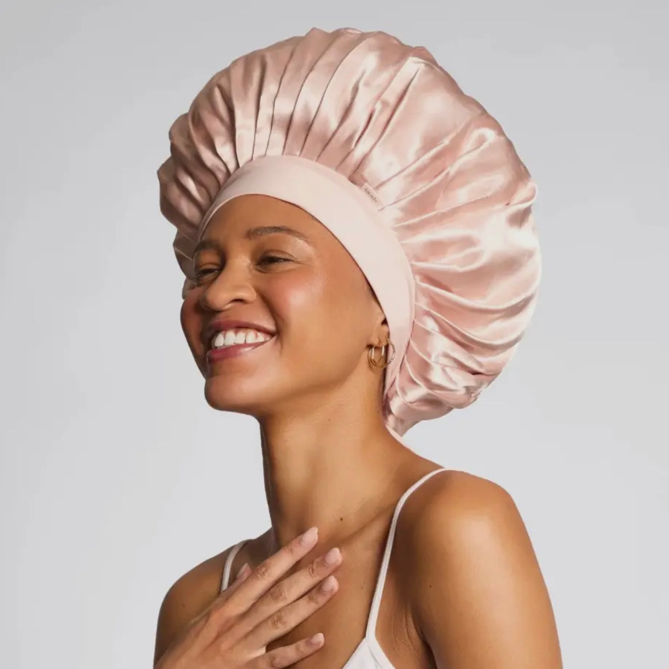 Kitsch Adjustable Oversized Satin Bonnet - Blush
