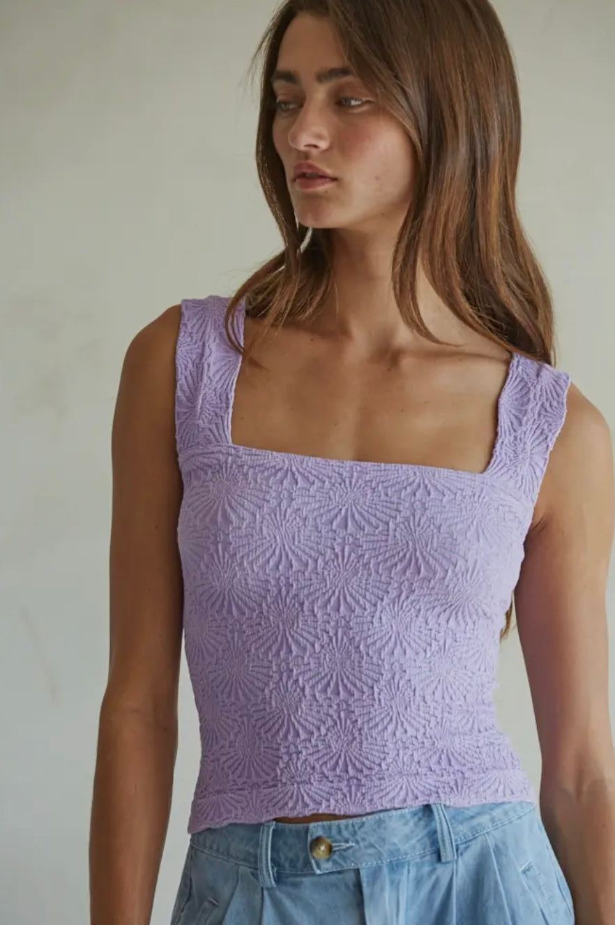 Knit Modal Seamless Jacquard Tank - One Size