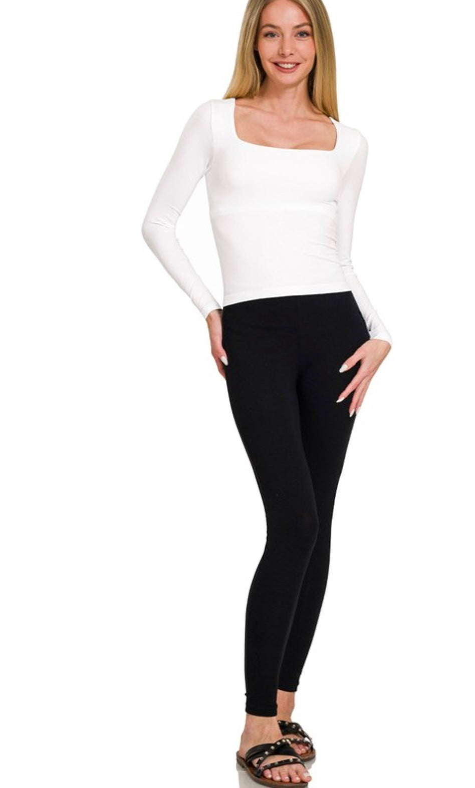 Seamless Fitted Square Neck Top With Built In Bra
