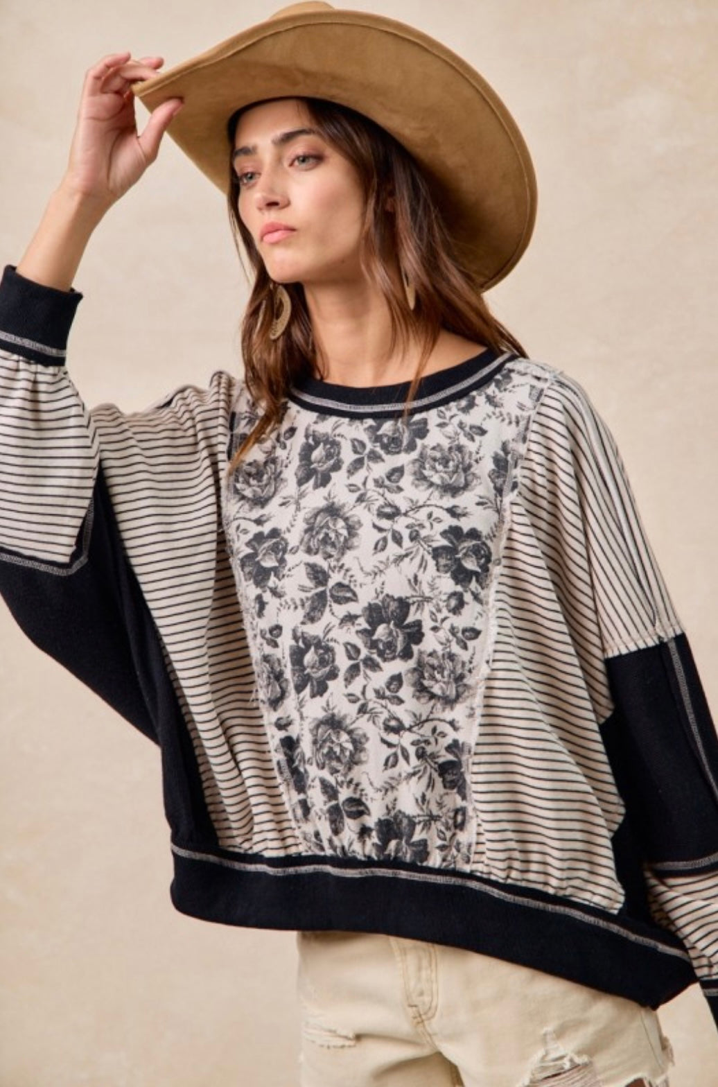 Rose Twill And Stripe Mix & Match Top