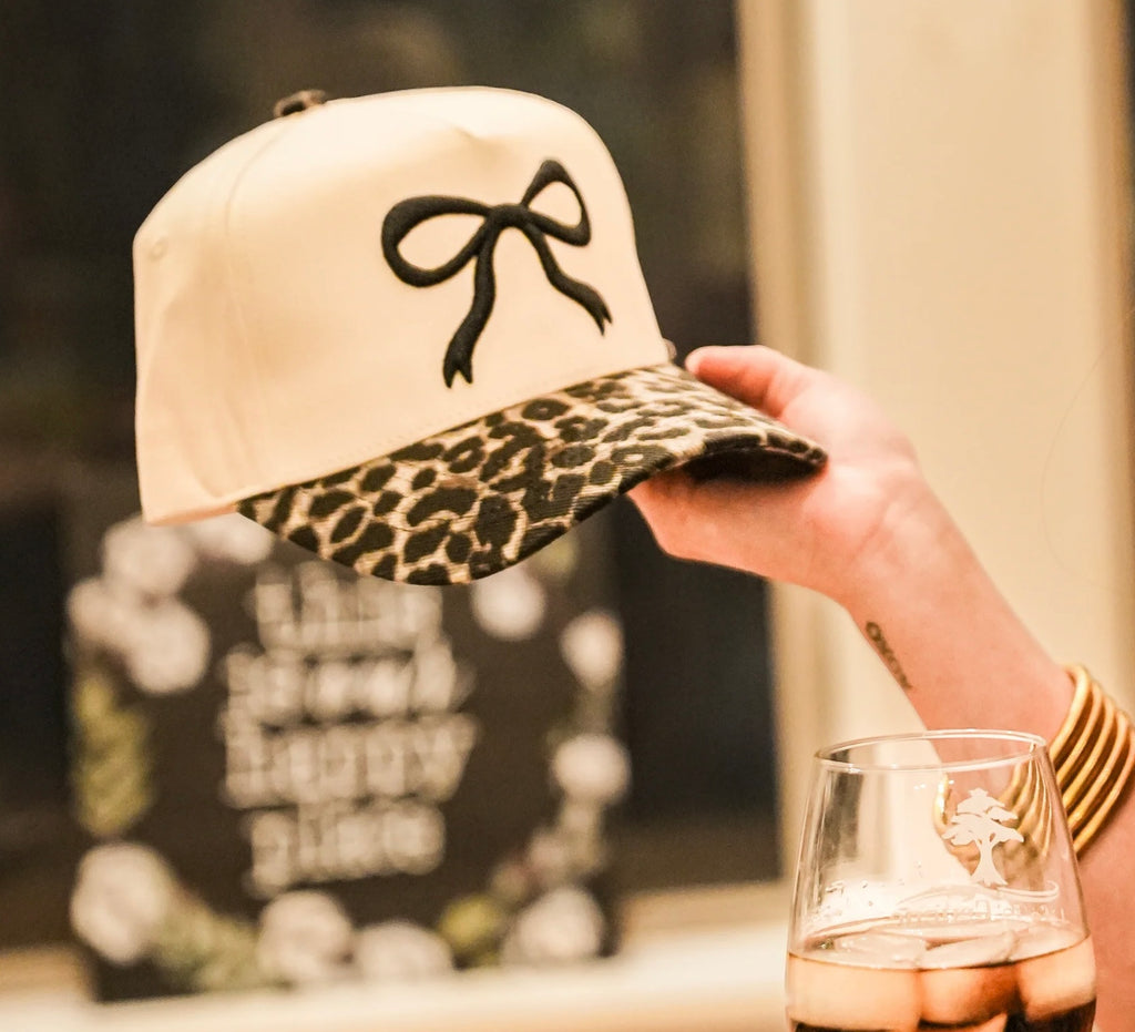 Leopard Bow Canvas Cap