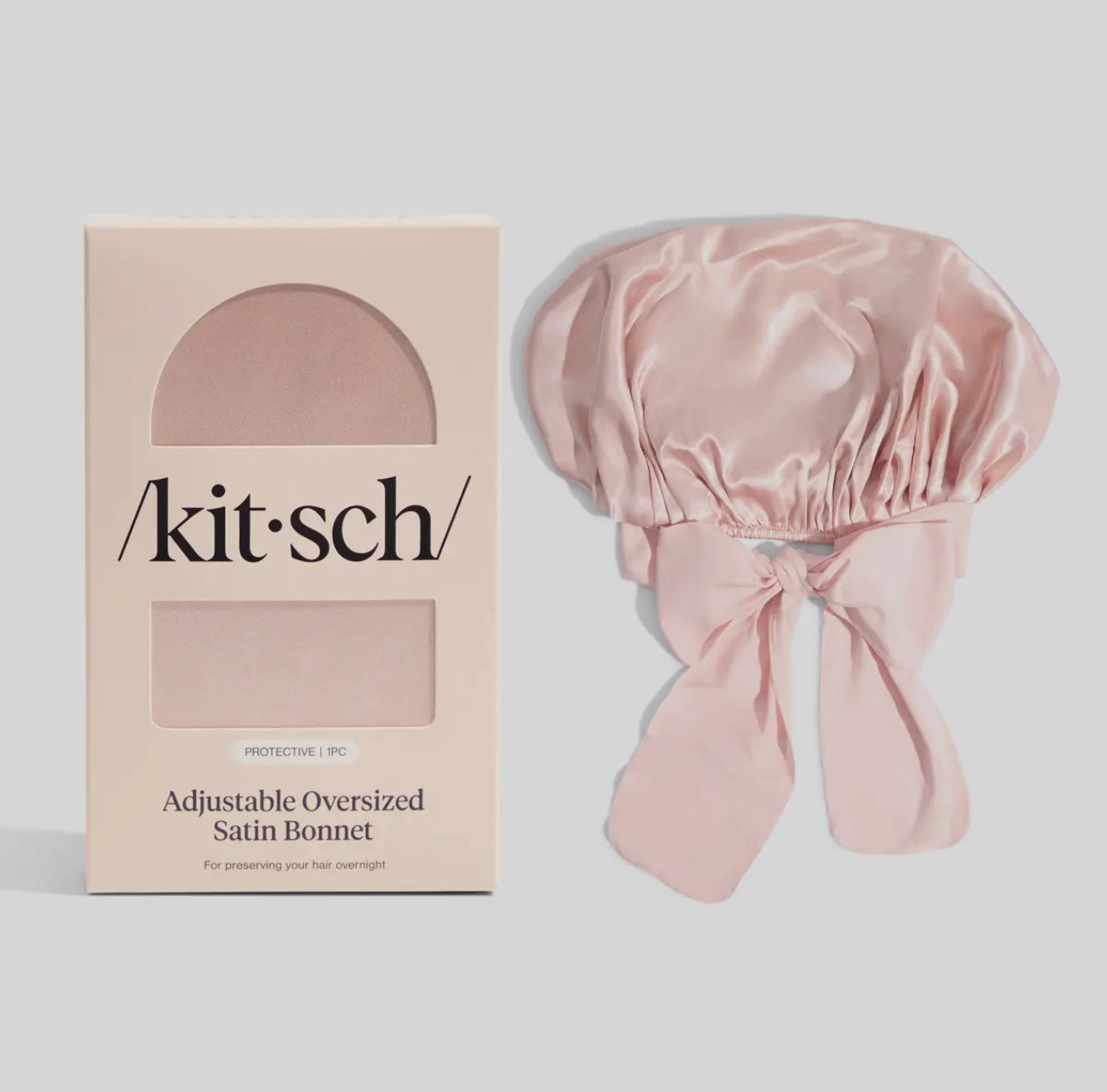 Kitsch Adjustable Oversized Satin Bonnet - Blush