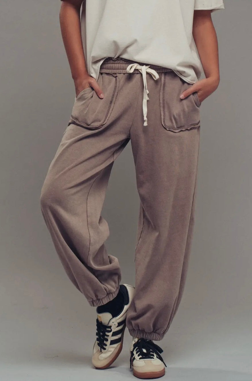 Wide Leg Cotton Blend Jogger Sweatpant