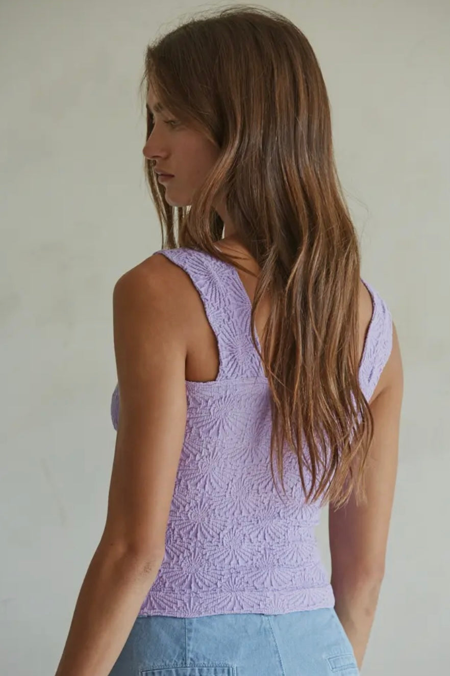 Knit Modal Seamless Jacquard Tank - One Size