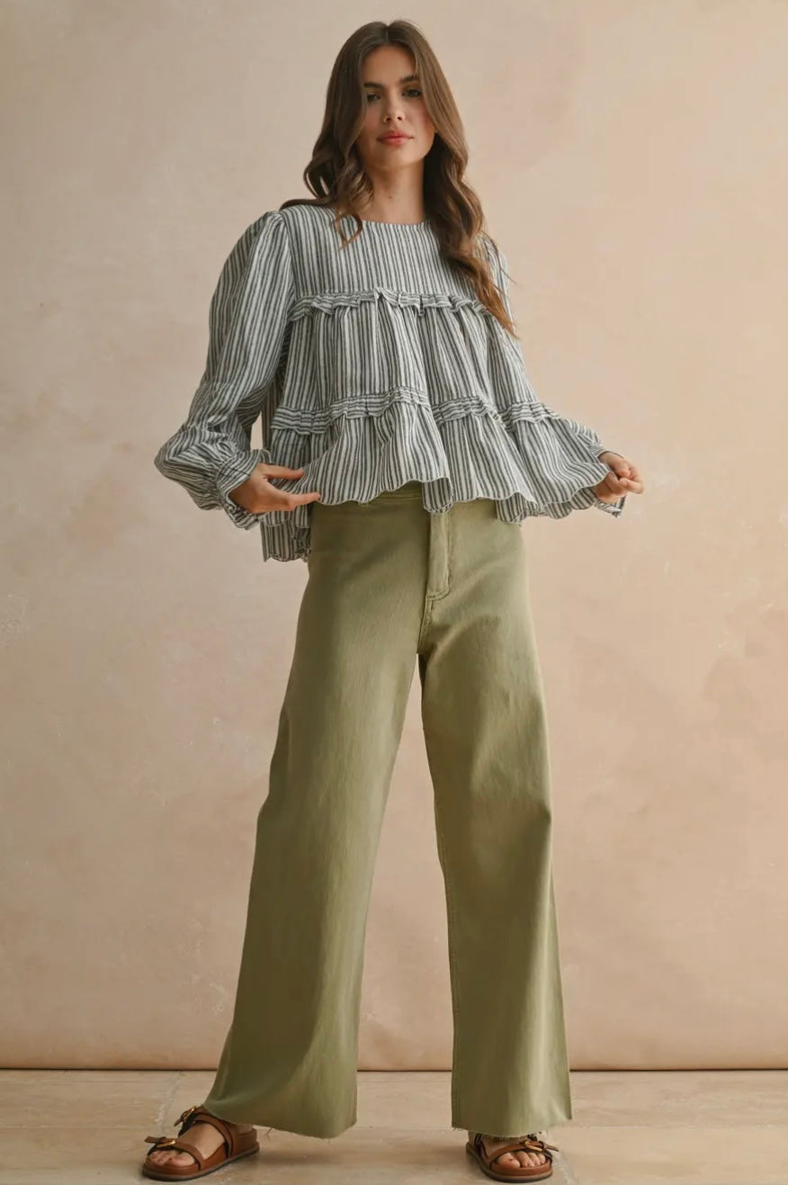 Straight Wide Leg Denim Pants