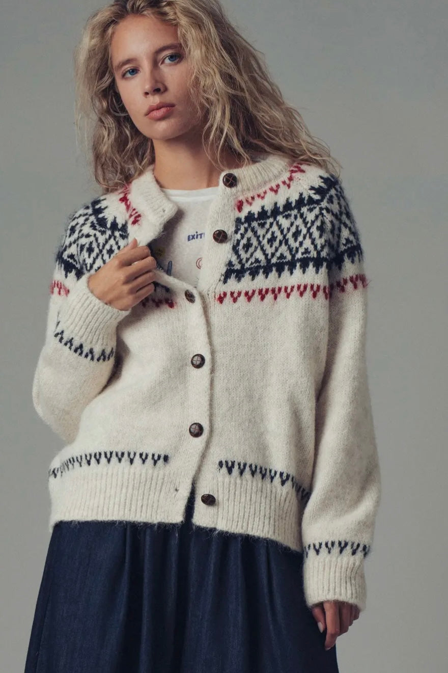 Fair Isle Nordic Toggle Knit Cardigan