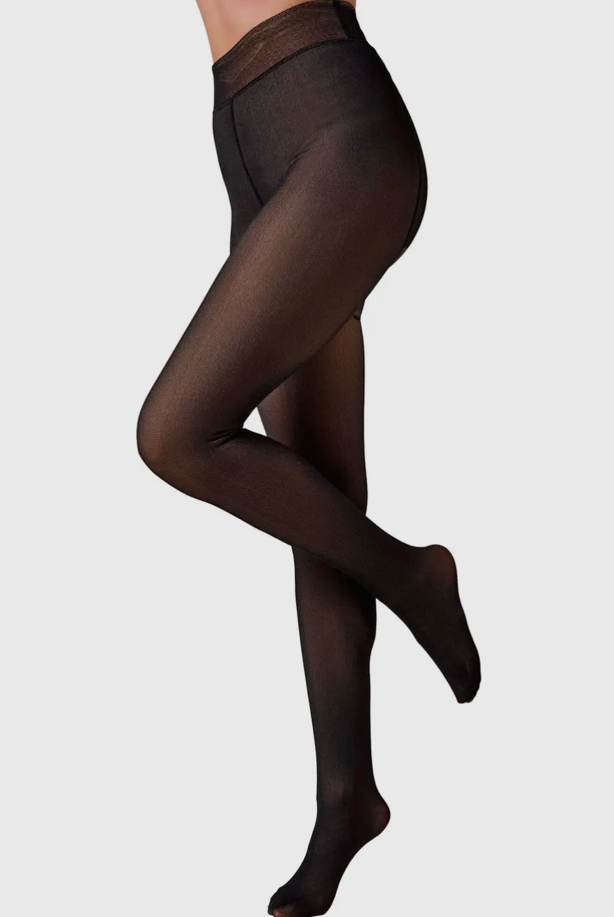 Fake Sheer Fleece Lined Pantyhose Tights - OSFM