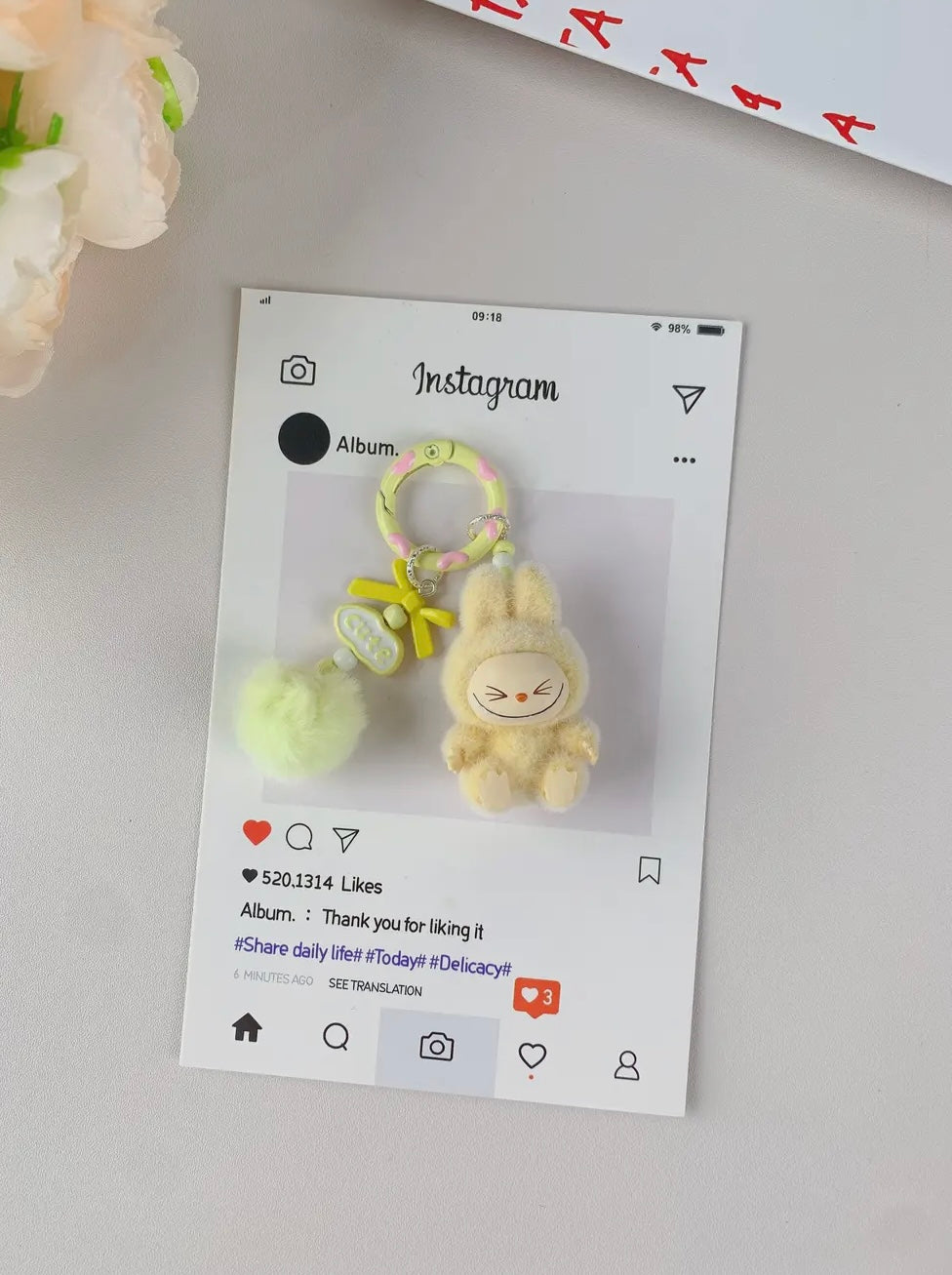 Mini Labubu Puff Ball Keychains