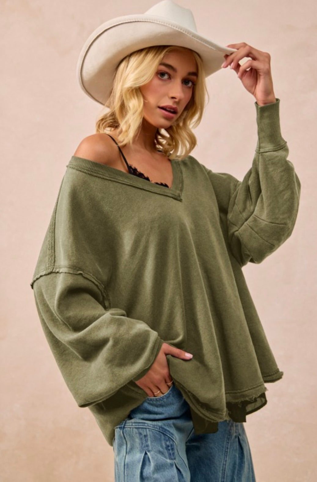 Mineral Washed French Terry Oversized Sweatshirt