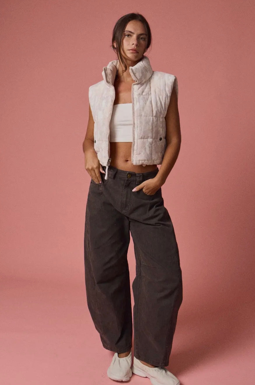 Camo Cropped Puffer Vest