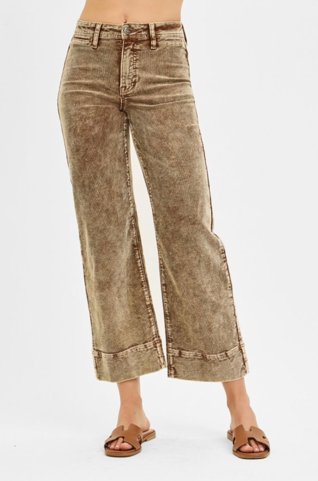 Risen Jeans High Rose Crop Straight Corduroy Pants