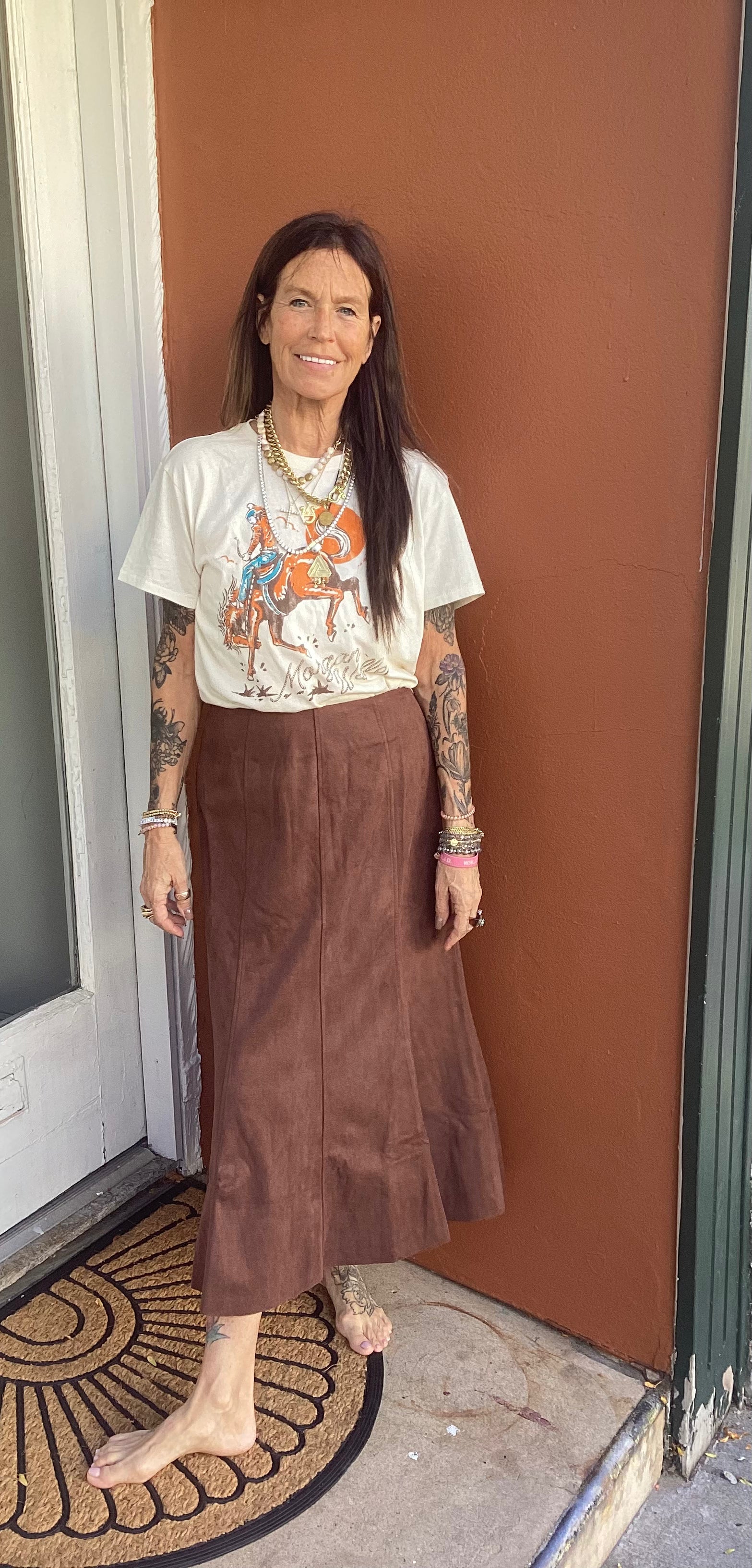 THML Long Suede Skirt