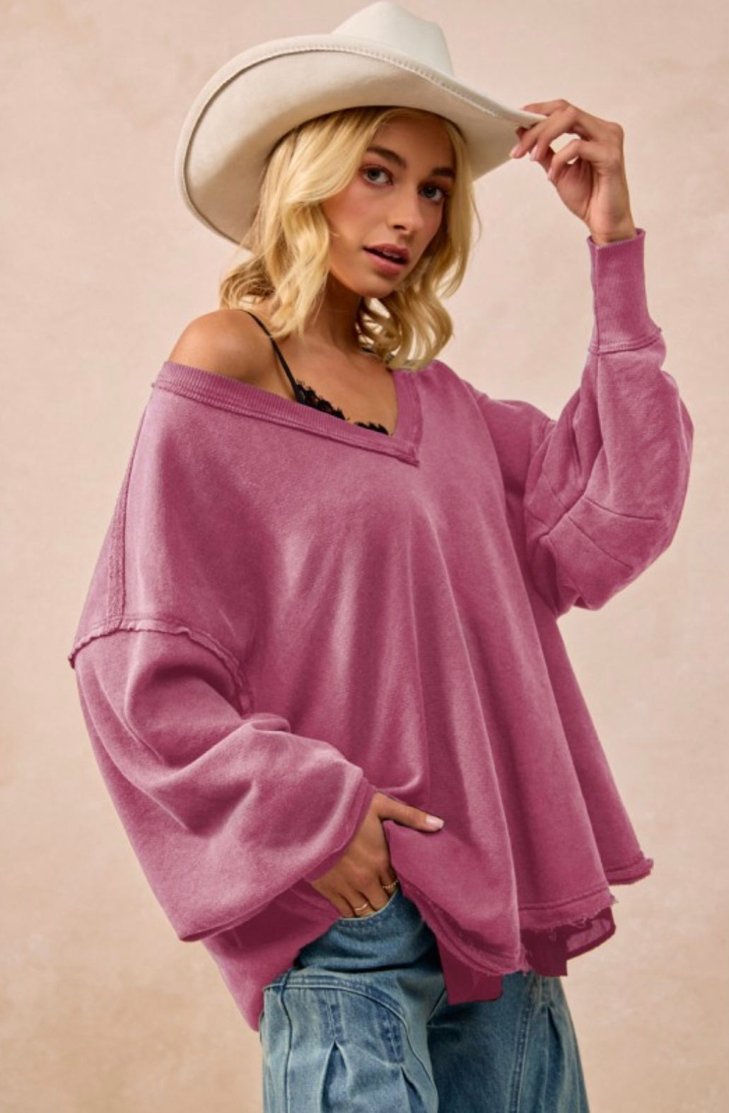 Mineral Washed French Terry Oversized Sweatshirt
