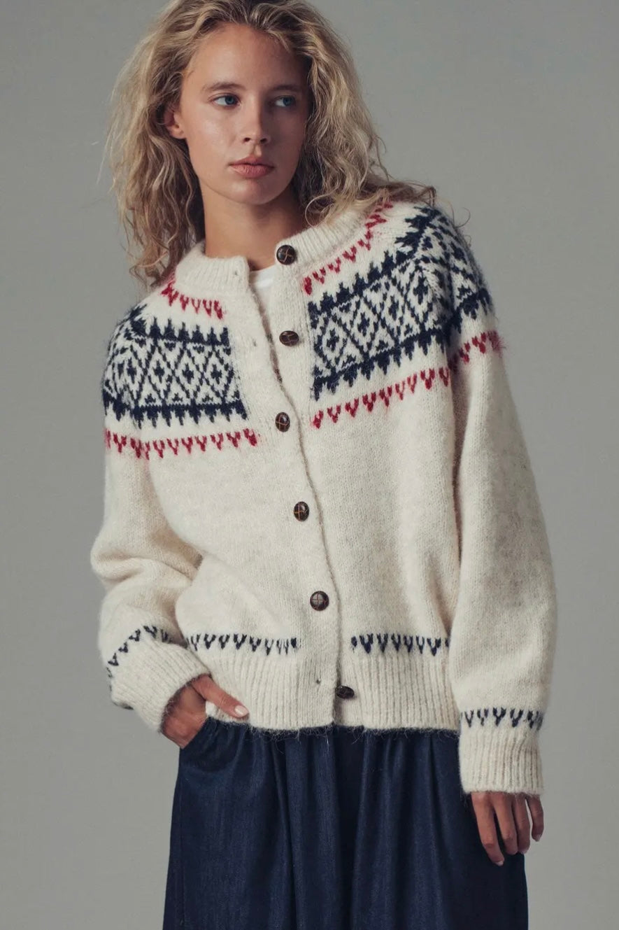 Fair Isle Nordic Toggle Knit Cardigan