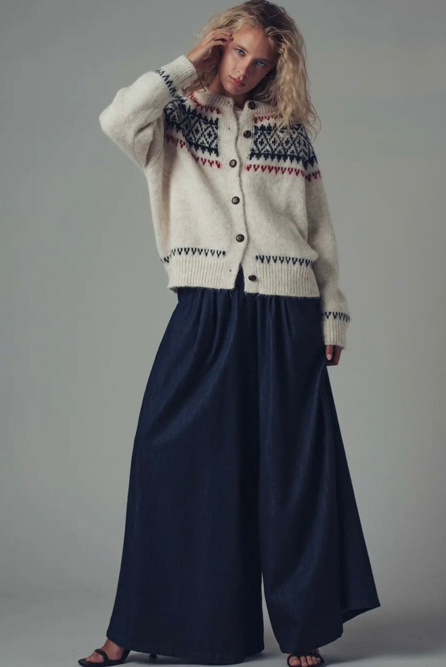 Fair Isle Nordic Toggle Knit Cardigan
