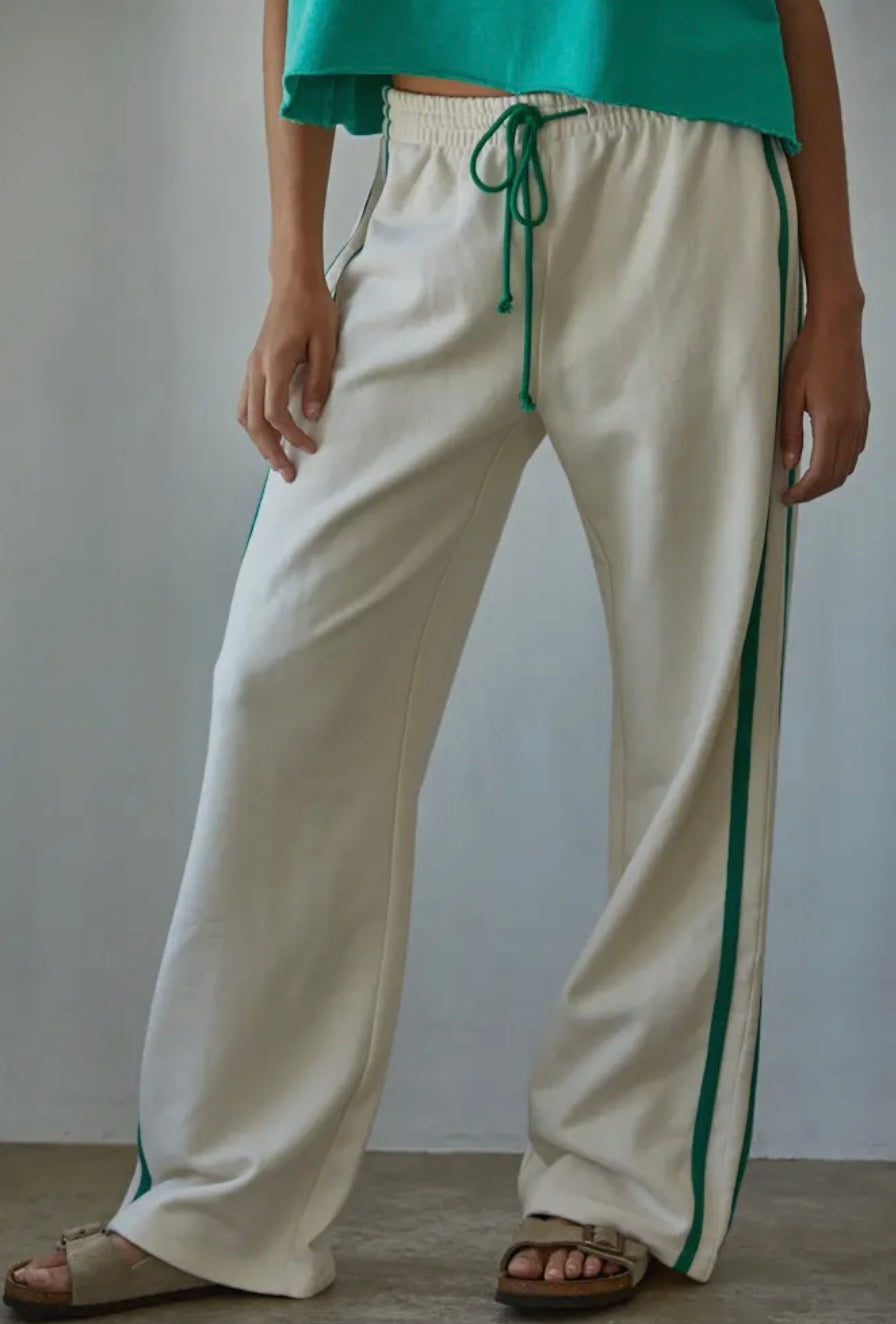 Knit Cotton French Terry Side Contrast Trim Pant