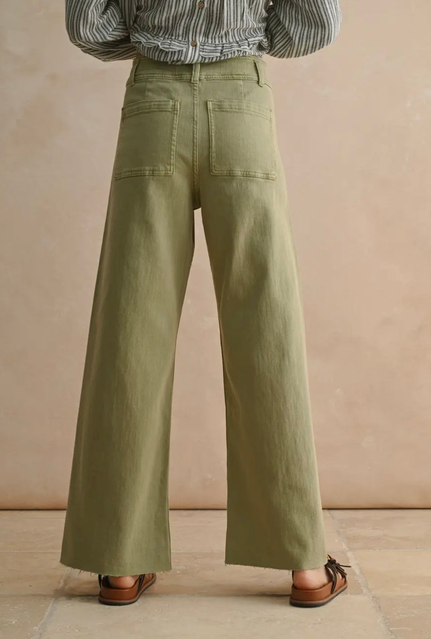 Straight Wide Leg Denim Pants