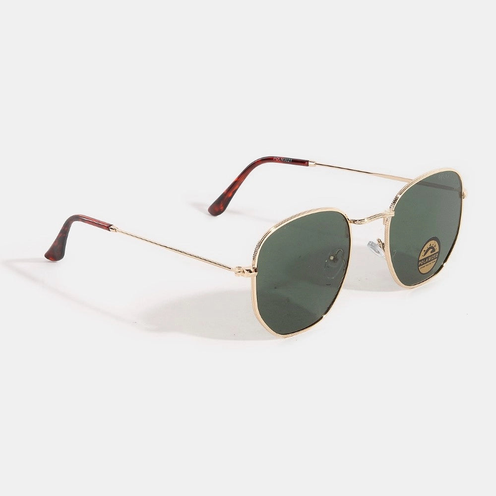 metal frame sunglasses on plain background