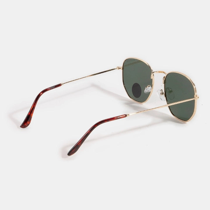 metal frame sunglasses on plain background