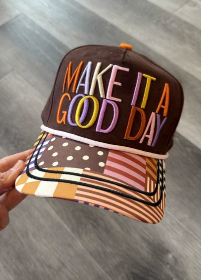 Brown faux suede hat with &