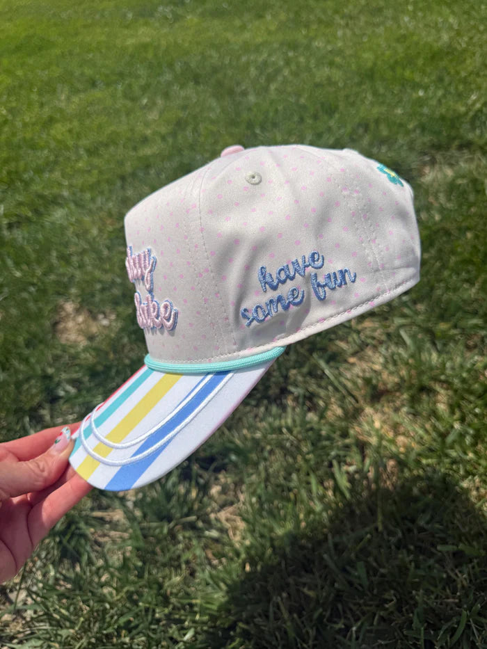 hat embroidered with &