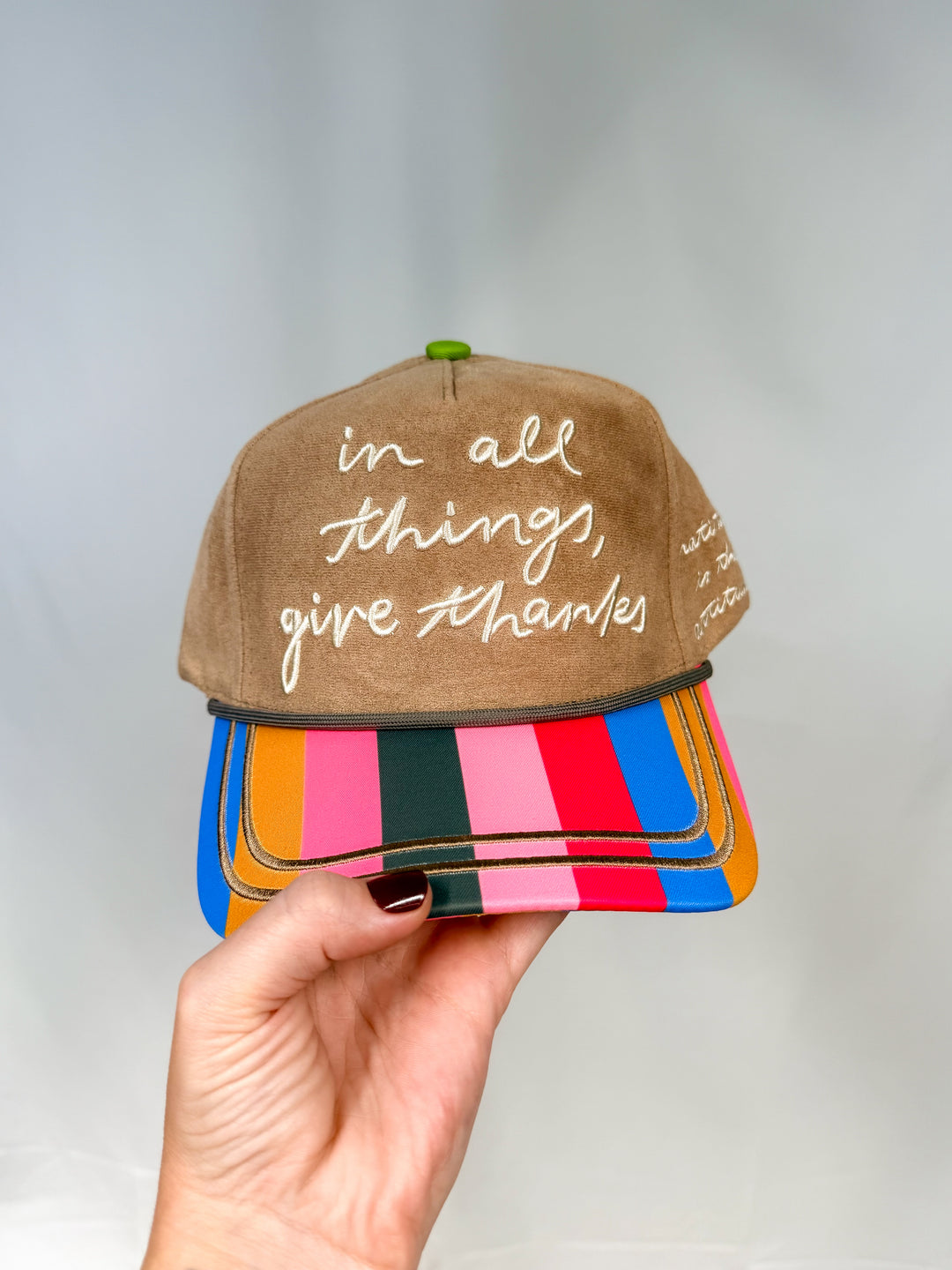 Brown suede trucker hat with &