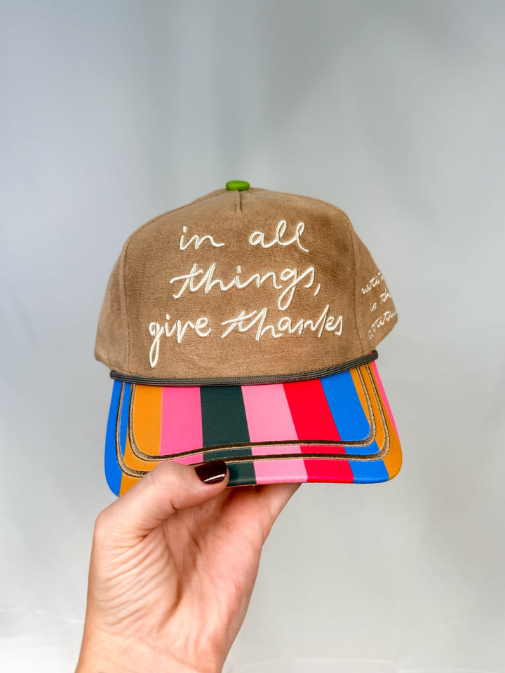 Brown suede trucker hat with &