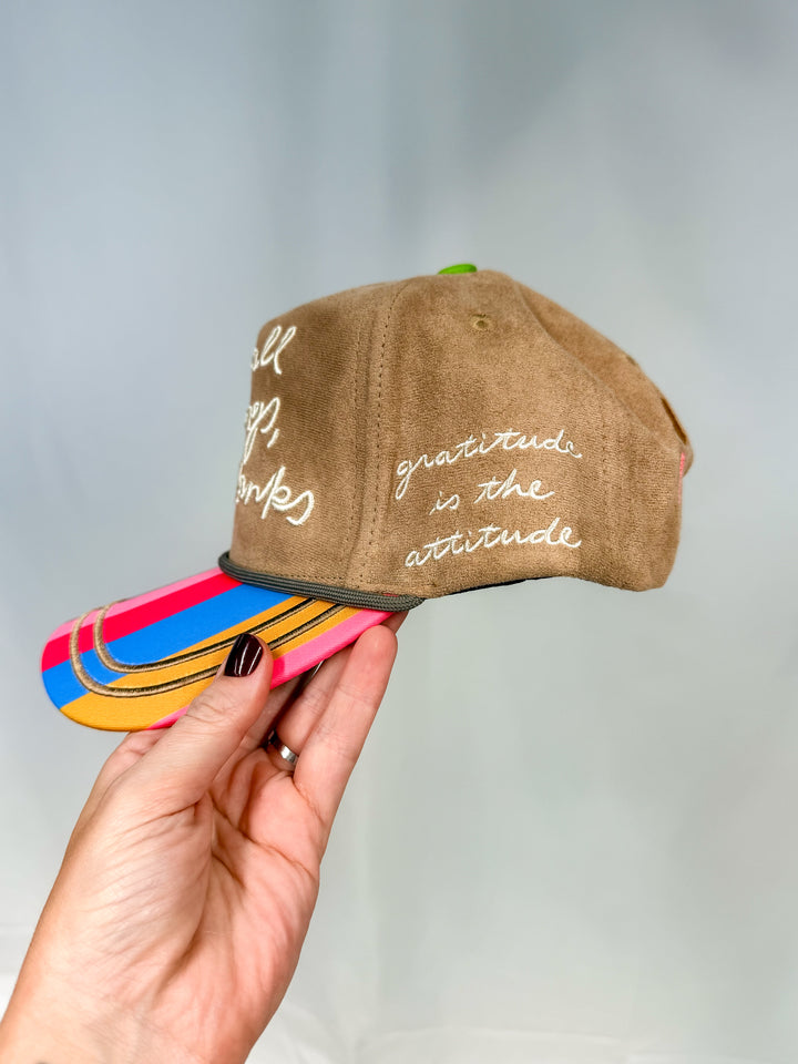 Brown suede trucker hat with &