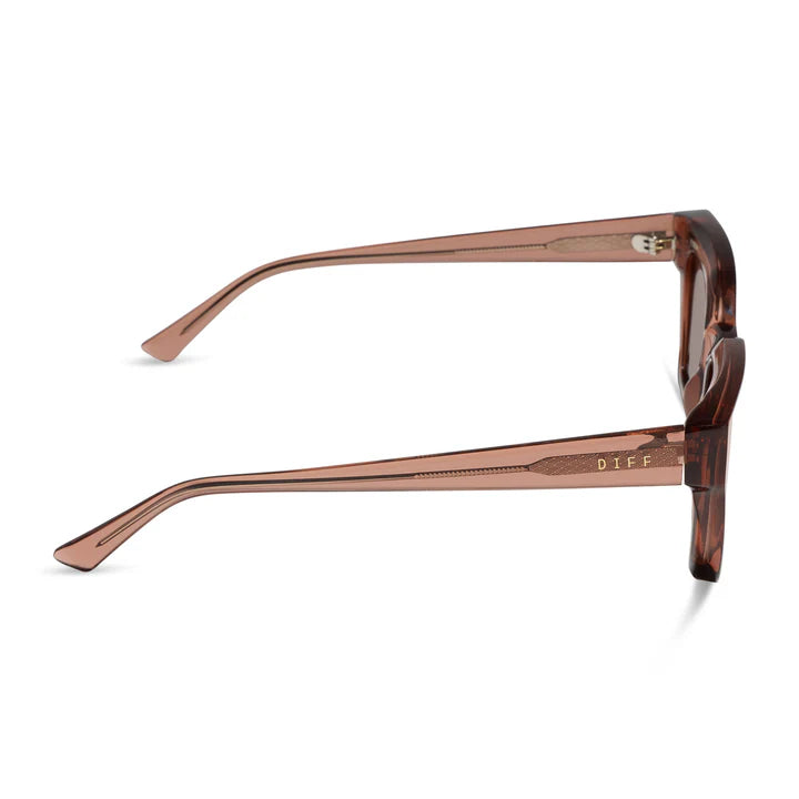 Sunglasses with a brown frame on a white background