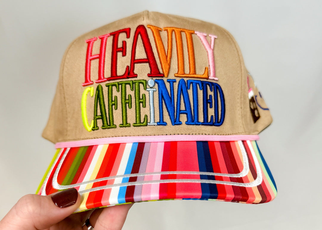 Trucker hat with bright stripe bill and &