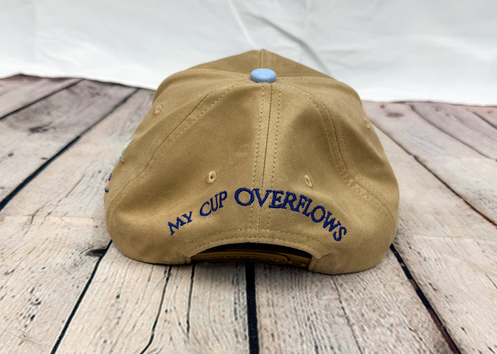 Back of brown trucker hat with &