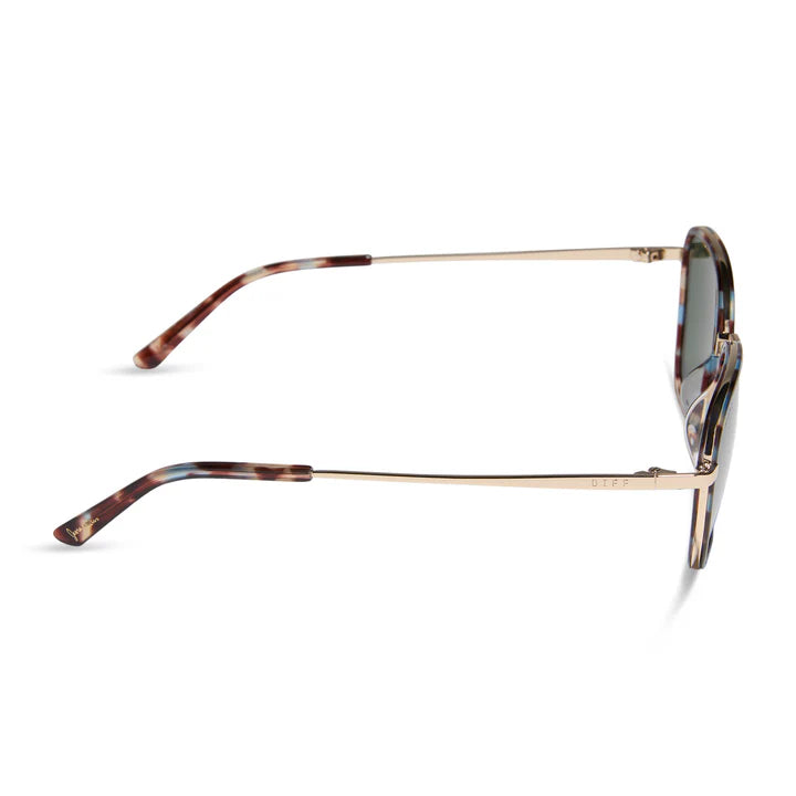 Sunglasses with tortoiseshell frame on a white background