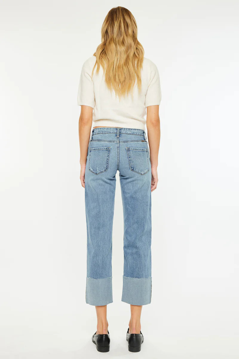 KanCan Margret Mid Rise Cropped Wide Leg Jean