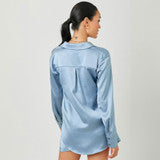 Button Down Silky Relaxed Shirt Blue