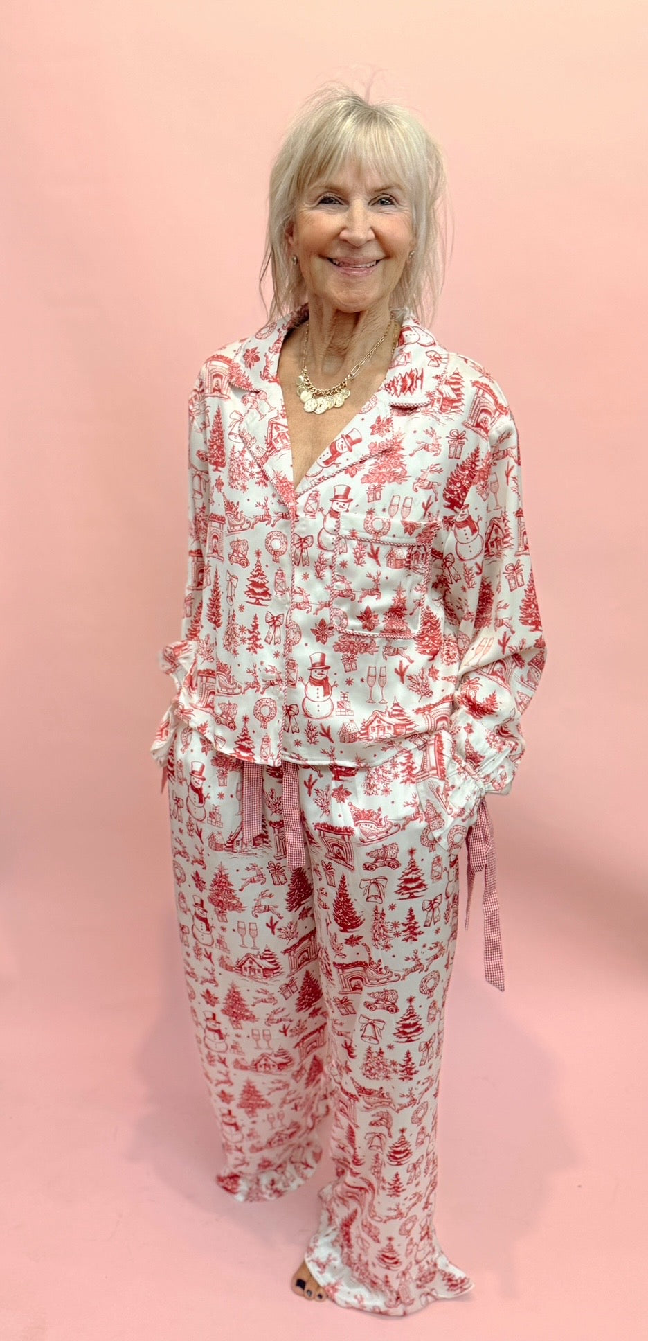 Vintage Christmas Satin Pajamas