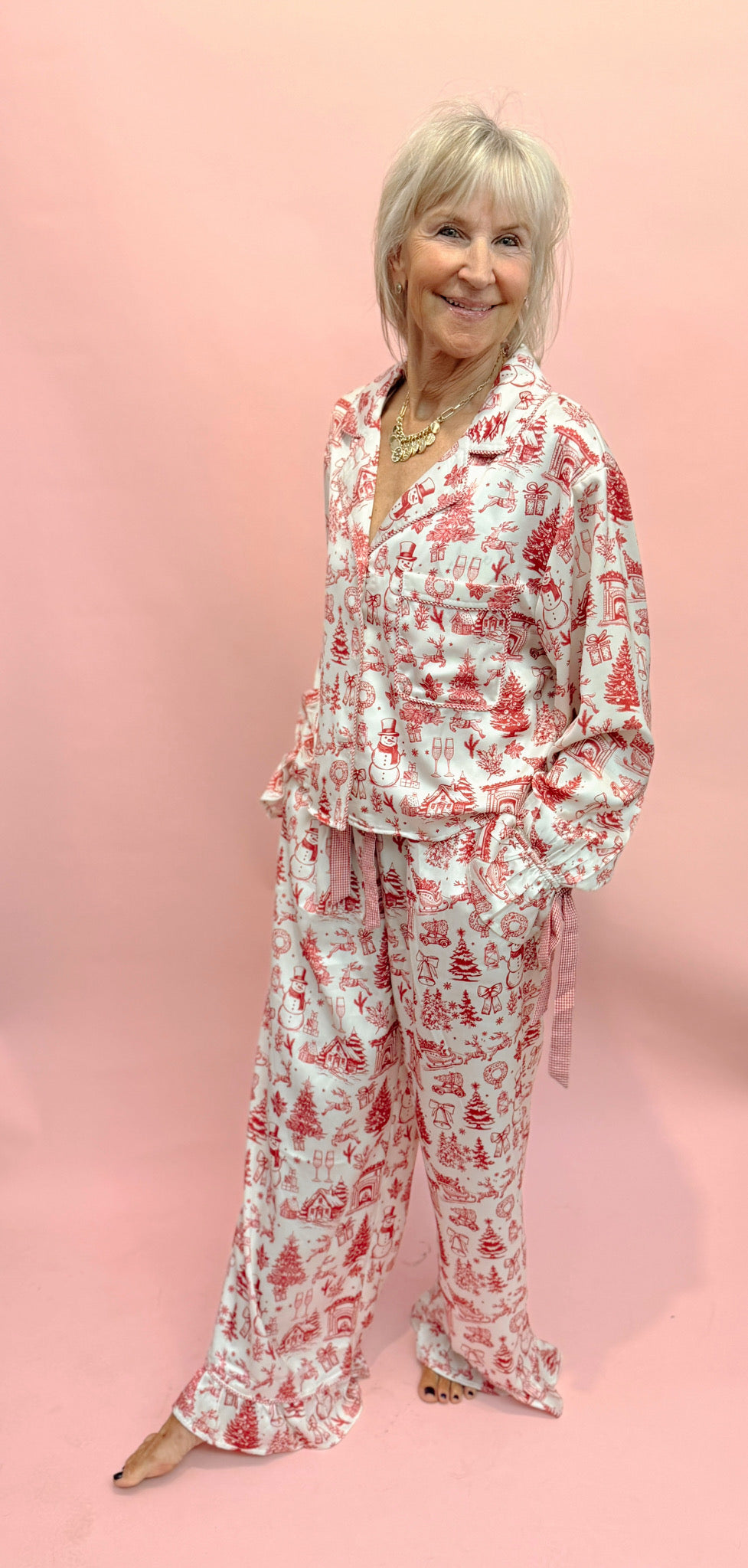 Vintage Christmas Satin Pajamas