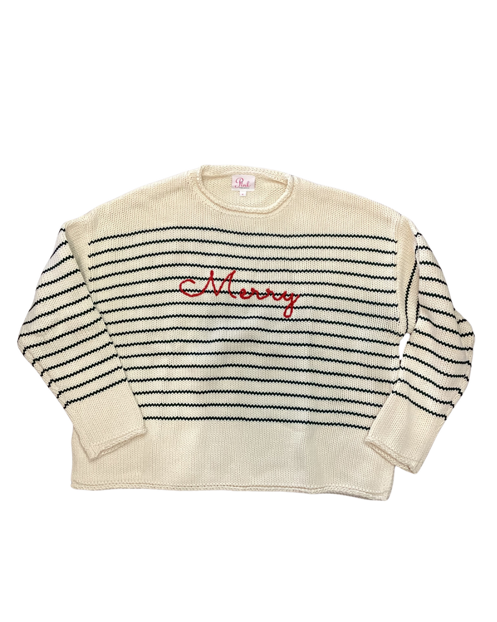 Striped Merry Rollneck Sweater - Green/Ivory