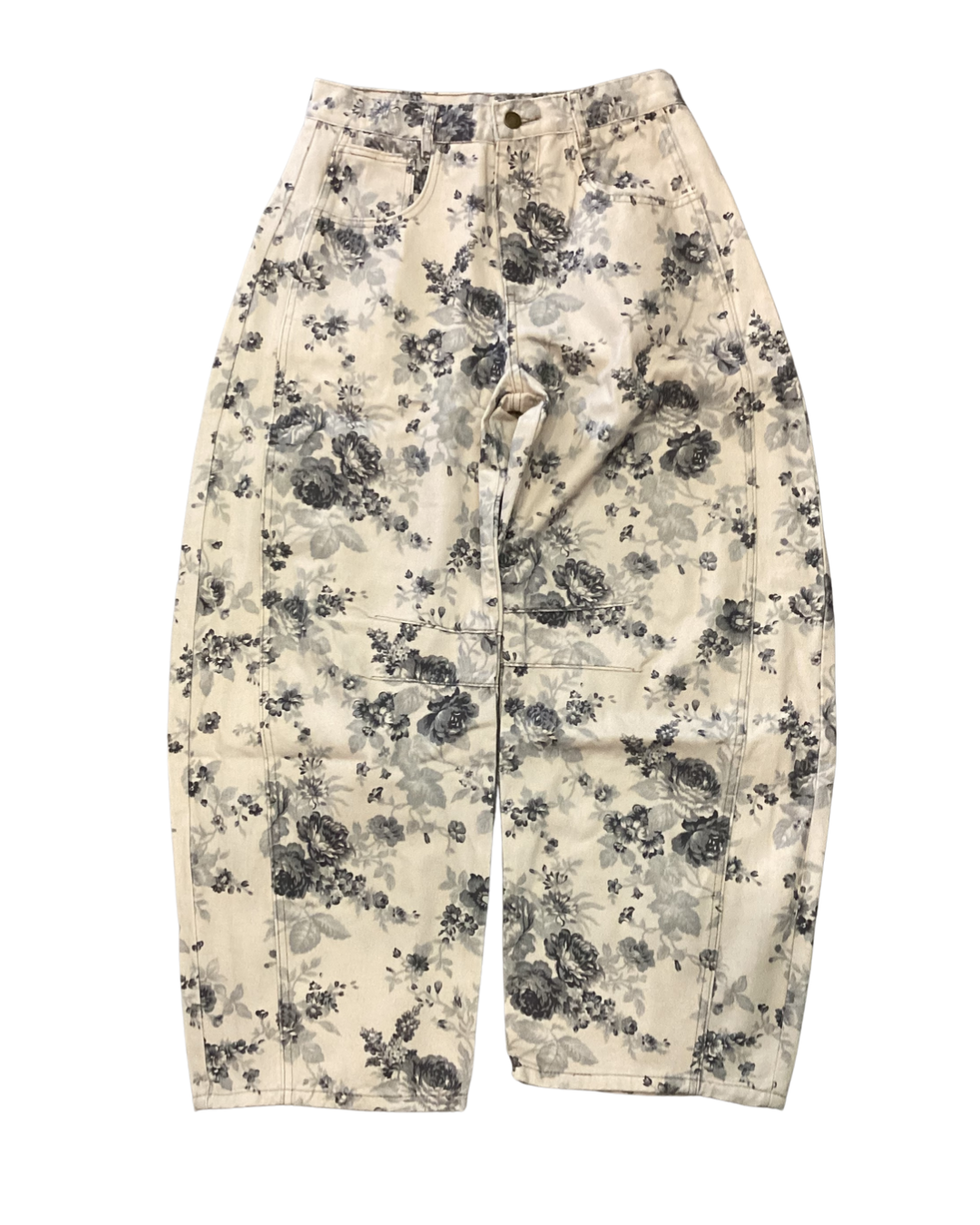 Rose Printed Barrel Jeans