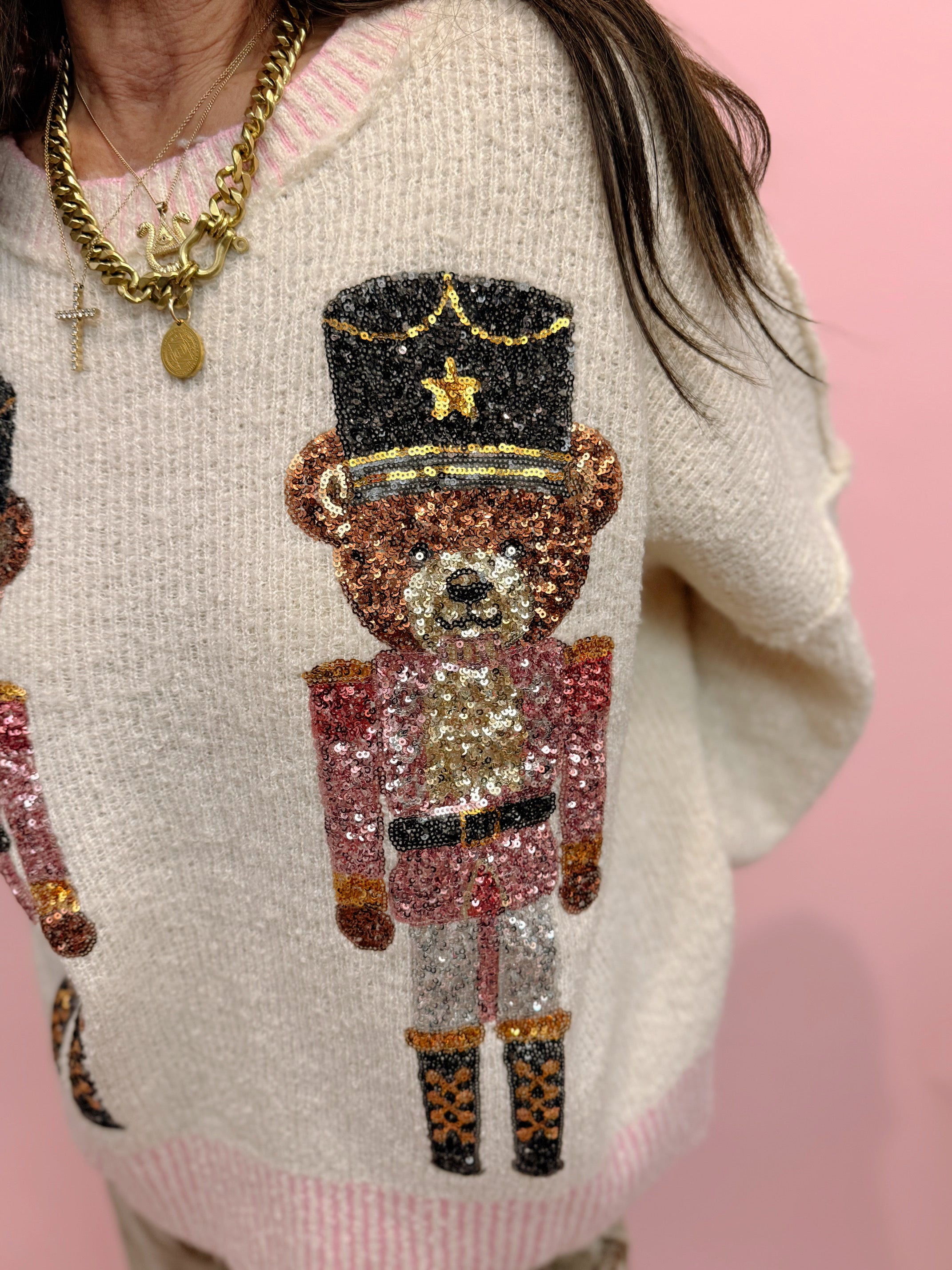 Sequin Bear Nutcrackers Sweater